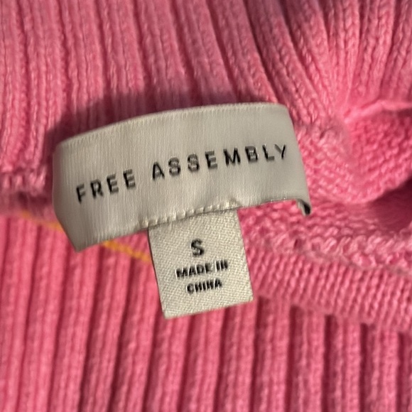 Free Assembly pink yellow stripes ribbed turtleneck I cotton sweater Sz S - Picture 8 of 9